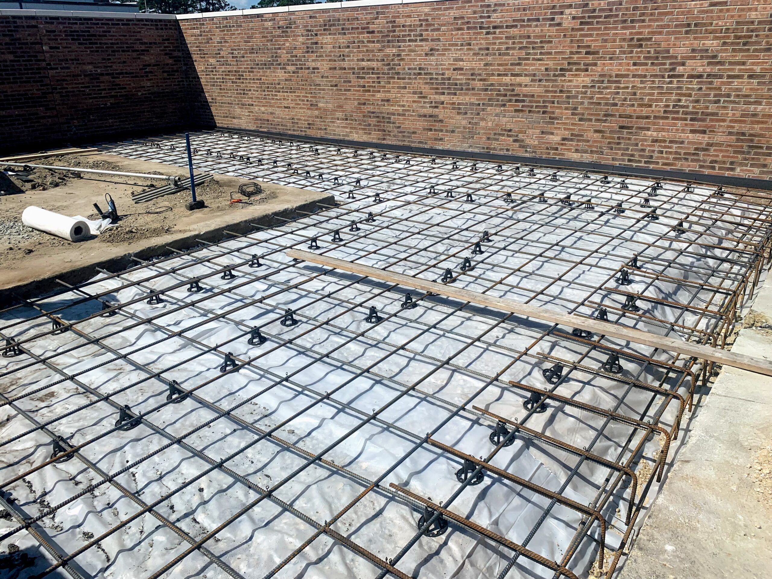Rebar before a new foundation pour on a commercial building in Walnut Creek, CA.