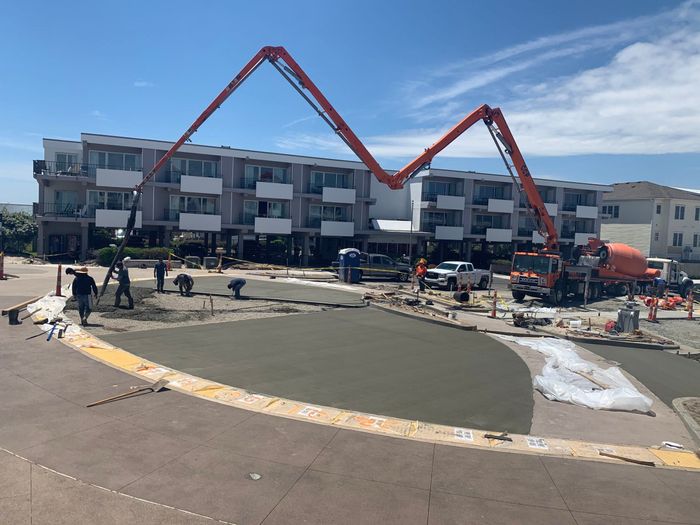 Concrete pouring at an apartment complex by concrete contractors in Walnut Creek, CA.